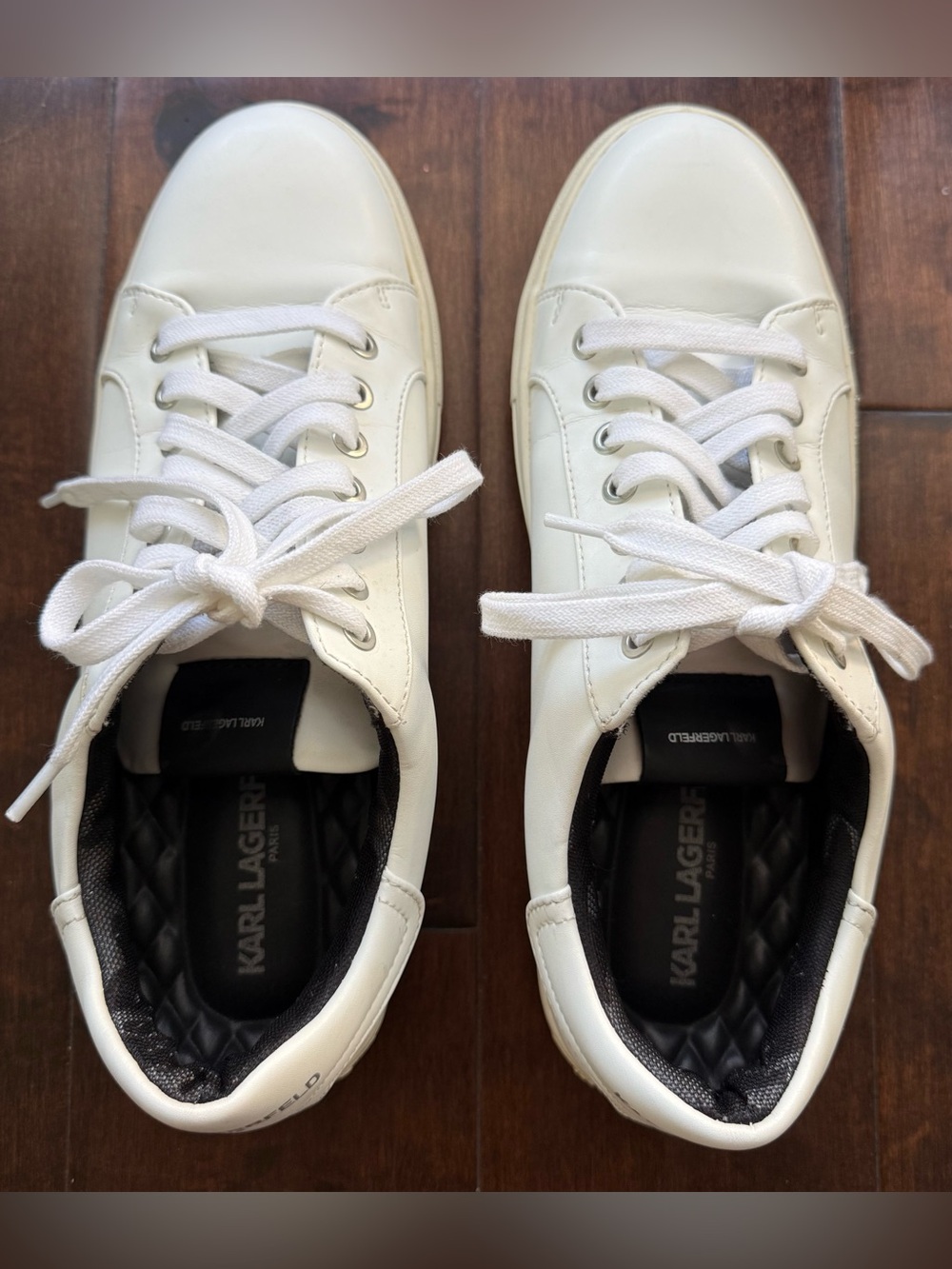 Karl Lagerfeld Paris White Leather Sawtooth Lug Sneakers Men’s 9.5 42.5